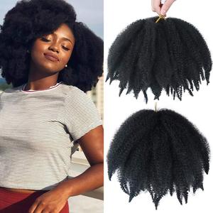 Synthétique Crochet Cheveux Bouclés Extension 8 Pouces Ombre Tressage Cheveux Afro Crépus En Vrac Twist Tresses <span class=keywords><strong>Noir</strong></span> <span class=keywords><strong>Blond</strong></span> Bundles - Product Image 1