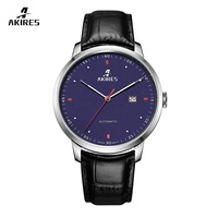 Montre automatique pour homme AKIRES Fashion Classic PT5000, mouvement visible, bracelet en cuir, cadran analogique, luxe, affaires
