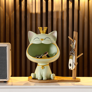 Gato Boca Grande Creativo Sala de Estar Entrada DE LA Casa Decoración de Almacenamiento Artesanía de Resina Decoración de Gato del Destino - Product Image 5