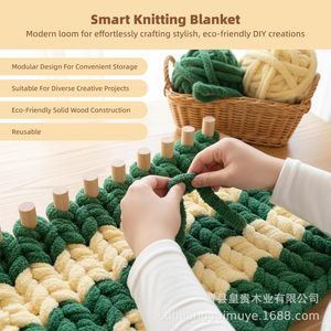 Wooden Blanket Knitting <b>Board</b> 10 <b>Pegs</b> DIY Knitting Frame Home Craft <b>Tool</b> - Product Image 3