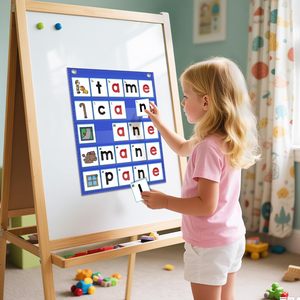 Tabla de bolsillo para construir palabras CVCE con 50 tarjetas de fonética para lectores principiantes de 4 a 6 años, herramienta de aprendizaje para el aula - Product Image 5