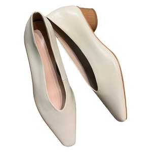 Xinzirain, zapatos planos de mujer de estilo personalizado, cuero completo, Otoño, nuevo estilo, Color puro, puntiagudos, tacón medio, zapatos de boca baja - Product Image 1