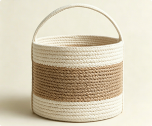 Cotton Rope <strong>Storage</strong> <strong>Basket</strong> <strong>Small</strong> Woven <strong>Basket</strong> with Handle Multifunctional <strong>Storage</strong> Bins for Gifts - Product Image 5