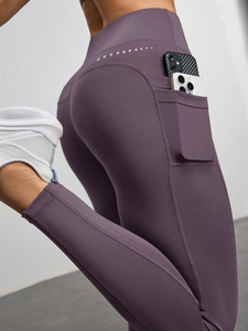 High Waisted Women's Athletic Shorts XL Solid Color Polyester Elastic Waist Fitted Yoga Wear - Product Image 3