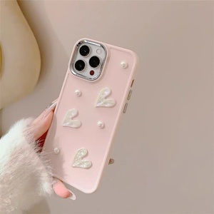 Funda de Teléfono con Diseño de Corazón de Perlas 3D para iPhone 16 Pro Max 14 13 12 11 XS XR 7 Plus, Funda Protectora de Silicona Suave para iPhone 15 - Product Image 3