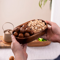 Bol de service en bois de noyer massif de qualité supérieure à 2 compartiments, plat à collation durable pour noix et fruits, en stock