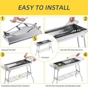 <span class=keywords><strong>Barbecue</strong></span> au <span class=keywords><strong>charbon</strong></span> de bois pliable portable en acier inoxydable complet, cuisinière de camping en acier inoxydable pour pique-nique - Product Image 5