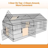 Poulailler en fer multi-portes pratique pour l'extérieur, enclos robuste en fil métallique avec plateau en plastique pour poulets, canards, chats et petits animaux