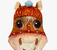 Sac à dos unisexe en peluche en forme de cheval avec de grands yeux et un foulard, en tissu polyester rembourré de coton, nouveau design, mignon et amusant