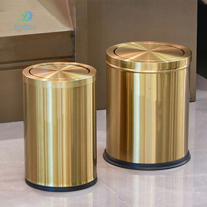 Venta directa de fábrica Cubo de basura de acero inoxidable con tapa Cubo de basura de pintura en aerosol dorado Cubo de basura de doble capa - Product Image 5