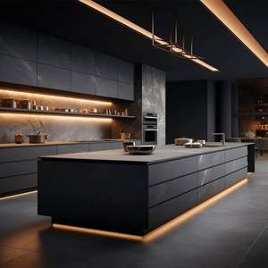 Foshan Manufacturer Modern Modular <b>Kitchen</b> Cabinet Custom Luxury Design <b>Kitchen</b> Furniture <b>Kitchen</b> Cupboard <b>with</b> <b>Island</b> for Villa - Product Image 1