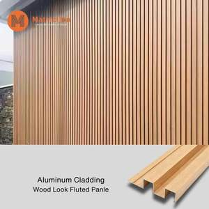 Paneles de Revestimiento de Pared Acanalados de Aluminio con Aspecto de Madera |   Sistema de Fachada Arquitectónica con Recubrimiento en Polvo - Product Image 1