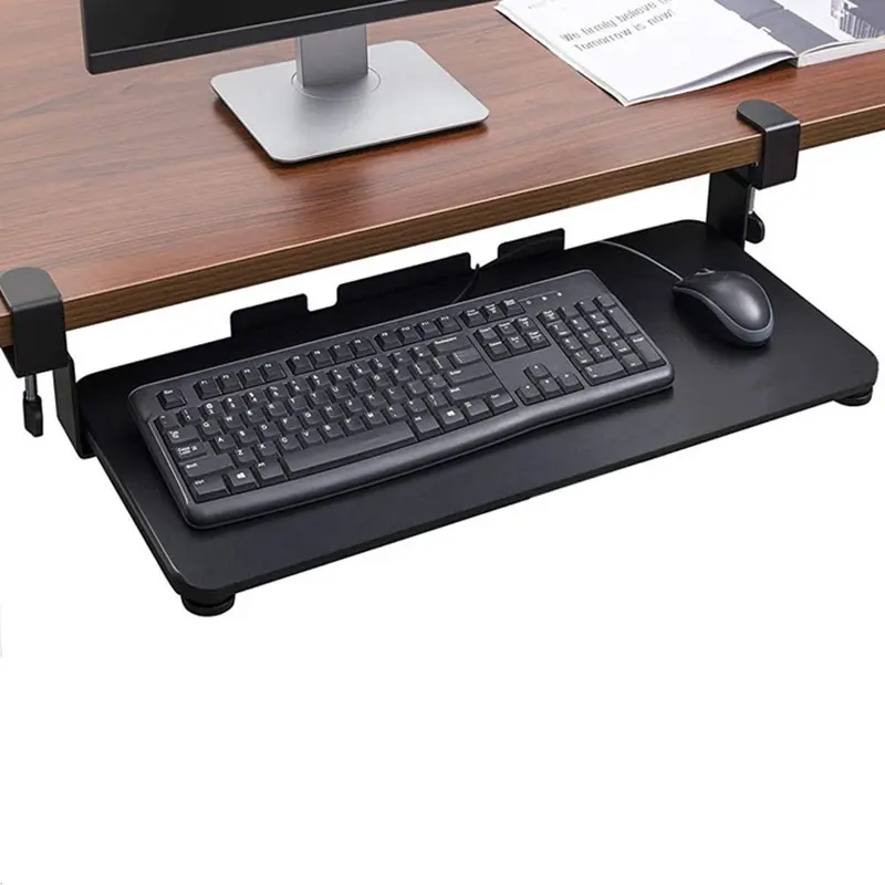 V-mounts Adjustable Large Keyboard Tray Under Desk Pull Out with Sturdy Clamp Mount System Slide-Out Platform Computer Drawer