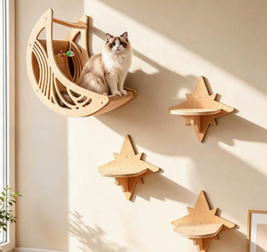 Hamaca de pared de madera para gatos, estante de pared para gatos, perchero para trepar, mueble de árbol para gatos de interior - Product Image 1
