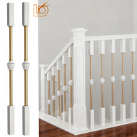 Prix de gros Luxe Haute Qualité Gris Décoré Sq. Balustre d'escalier en bois et métal de 35 mm pour rampe intérieure