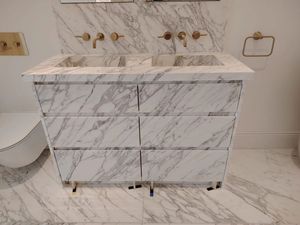 หินอ่อน Travertine สำหรับพื้นและผนังห้องน้ำโรงแรมทันสมัย ขายส่ง พร้อมขนาดที่กำหนดเองได้ - Product Image 5