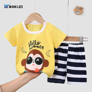 Ensemble de vêtements pour bébé garçon en coton 100% à prix avantageux, <span class=keywords><strong>pyjama</strong></span> court en deux pièces pour l'été, imprimé animal, doux - Product Image 3