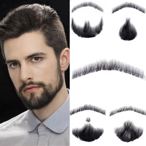 Peluca de pelo Remy para hombre tejida a mano, accesorios de maquillaje de cara fácil con guía de vídeo, barba falsa de la vida Real - Product Image 5