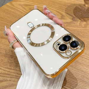 <span class=keywords><strong>Coques</strong></span> de téléphone portable magnétiques transparentes électroplaquées antichoc de luxe pour <span class=keywords><strong>iPhone</strong></span> 17 16 Pro 15 14 13 12 11 Pro X <span class=keywords><strong>XR</strong></span> Max - Product Image 4
