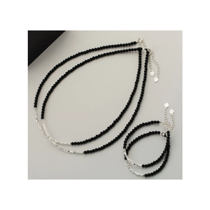 S925 Bạc Đen Agate Bị Hỡ Bạc Vòng Cổ Niche Thiết Kế Ánh Sáng Sang Trọng Đơn Giản Cổ Đồ Trang Sức - Product Image 1