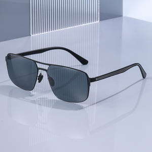 Nouvelles lunettes de soleil polarisées carrées pour hommes, monture en métal, lentilles TAC, protection UV400, pare-soleil pour la conduite en extérieur, couleur noire - Product Image 3