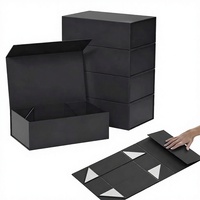 Boîtes cadeaux rigides magnétiques de luxe noires mates avec logo personnalisé, doublure en éponge, laminage mat, matériaux recyclés, marque premium