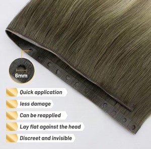 Extensiones de trama de PU con agujero de cabello humano Remy de cutícula virgen delgada dibujada doble invisible - Product Image 4