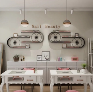Decorative U-shaped <b>Wall</b>-mounted Nail Oil <b>Cabinet</b> Iron <b>Display</b> <b>Wall</b> Shelf Beauty Nail Shop - Product Image 3