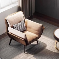 Canapé simple de salon de style italien Fauteuil canapé moderne en cuir avec accoudoirs en tissu