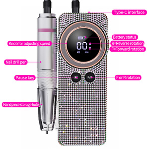 Portable Rechargeable <strong>Nail</strong> <strong>Drill</strong> 35000 RPM Low Noise with LCD Screen and Rhinestone Decoration - Product Image 3