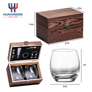 Logo kustom 16oz 480ml kacamata tanpa batang anggur merah bening kristal dengan aksesori kotak hadiah kayu untuk promosi - Product Image 2