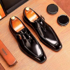 Leopold Men's <b>Pointed</b> Toe Patent Leather Loafers Shiny Upper Black Business Formal Casual Wedding Shoes Breathable Anti-Slip - Product Image 5