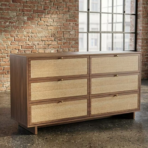 Commode minimaliste en teck massif Viona avec 6 tiroirs, écologique et durable, pour chambre, salon ou entrepôt - Product Image 5