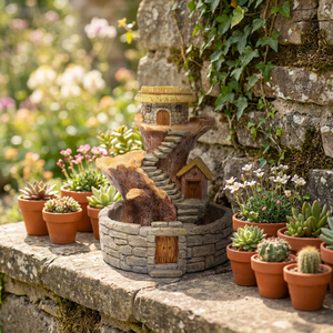 Pot de fleurs en résine de 8,9 pouces en forme de <span class=keywords><strong>maison</strong></span> d'arbre, motif animal de conte de fées, pour plantes succulentes, décoration de bureau et de <span class=keywords><strong>maison</strong></span>, ornement de étagère fantaisie - Product Image 1