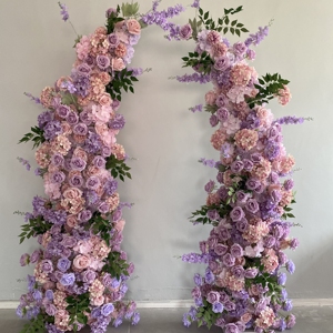 Y-HOA058 Purple Horn Shape Flower <b>Arch</b> Backdrop Artificial Flower <b>Arch</b> Silk <b>Wedding</b> <b>Arch</b> with Flowers Wed Event Decor - Product Image 1