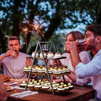 Présentoir à desserts pliable à 3 niveaux en bois, grand format, pour buffet de mariage, décoration alimentaire, présentoir de luxe pour hôtel
