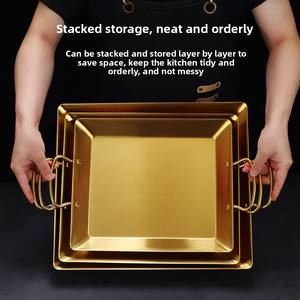 Plat de service carré en acier inoxydable pour paella, assiettes à steak, plat à riz, plat à poisson, <span class=keywords><strong>plateau</strong></span> à <span class=keywords><strong>homard</strong></span> - Product Image 4