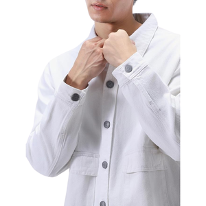 Veste en jean blanche pour homme, streetwear décontracté, veste en jean en coton premium, fabrication sur mesure avec logo OEM - Product Image 6