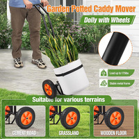Chariot à plantes en métal avec bras de préhension réglable et chariot à roulettes avec revêtement en poudre pour le déplacement de pots de jardinage en intérieur/extérieur