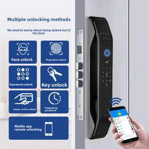 Cerradura Inteligente para Puerta con Videoportero 3D, Reconocimiento Facial, Huella Dactilar Automática, Contraseña, Desbloqueo Remoto, para Puertas de Madera y Metal - Product Image 3