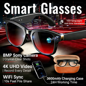 Gafas Inteligentes M02 Ultra con Cámara, Estuche de Carga Inversa de 3600 mAh, 32 GB, IA ChatGPT, Reconocimiento/Traducción de Objetos, Llamadas, Gafas de Sol - Product Image 1