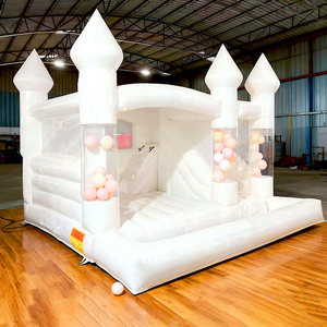 Château gonflable blanc moderne avec ballons, château gonflable blanc avec toboggan et <span class=keywords><strong>piscine</strong></span> pour mariage, fête, événement - Product Image 1