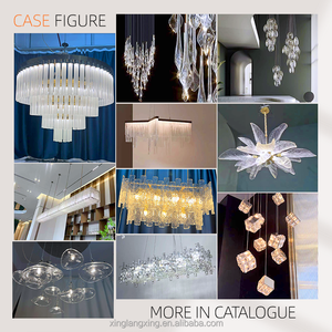 大型ロングシャンデリア ヴィラ/ホテル照明 カスタマイズ モダンアクリルガラスアートシャンデリア、吊り下げペンダント天井照明 - Product Image 6