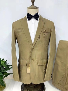 Il popolare vestito da uomo in cotone a due pezzi africano <span class=keywords><strong>pantaloni</strong></span> da uomo Casual <span class=keywords><strong>Beige</strong></span> kaki - Product Image 3