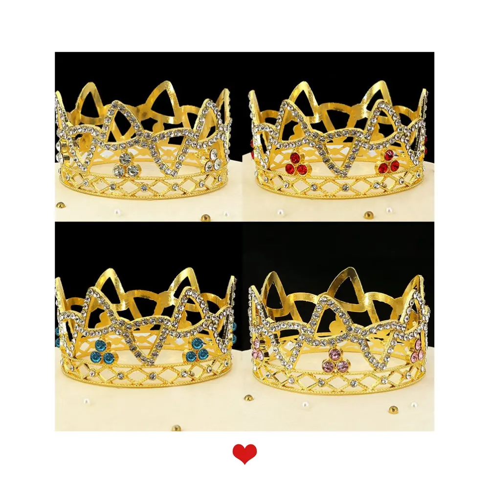 New alloy crown cake flowers bouquet crown ornaments Girls birthday cake decoration crystal diamond wedding bridal tiara crown