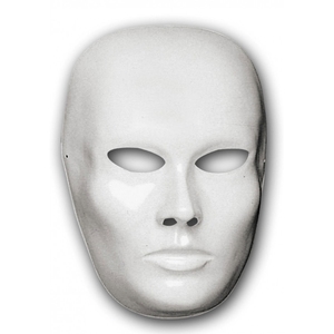 Masque facial en plastique blanc moyen à peindre - Product Image 1
