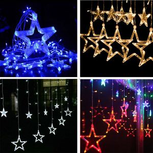 220V EU cắm giáng sinh chuỗi ánh sáng trắng ấm 138led Sao chuỗi cửa sổ ánh sáng 8 chế độ ramadan hooliday mặt trăng sao rèm ánh sáng - Product Image 4