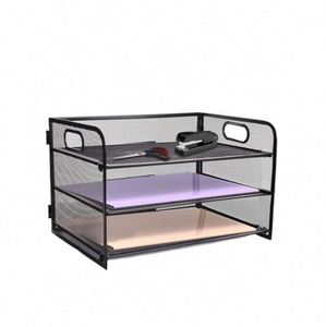Paper Letter <b>Tray</b> with Handle 3 Tier Metal Mesh Desk <b>File</b> Organizer A4 Paper Filing <b>Trays</b>, Desk Tidy Magazine Document Holder - Product Image 4