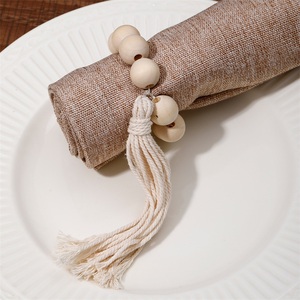 Nouvelles idées de produits <span class=keywords><strong>2023</strong></span> pure corde de chanvre faite à la main perlée gland fin ronds de serviette en gros personnalisé - Product Image 4