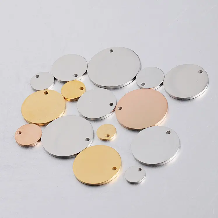8-30 mm stainless steel gold rose gold silver black tags pendant circle discs